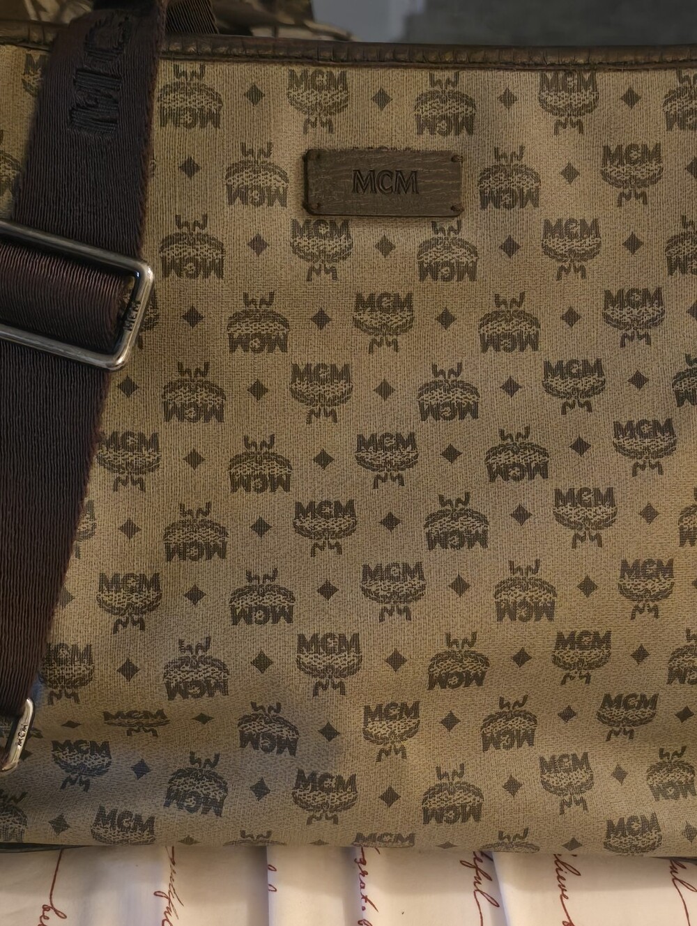 MCM AUTHENTIC Dark Brown Monogram Crossbody Messenger Bag-EUC! - Picture 14 of 16